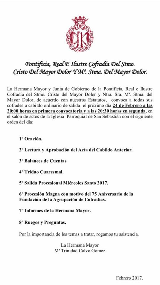 CABILDO MAYOR DOLOR ANTEQUERA