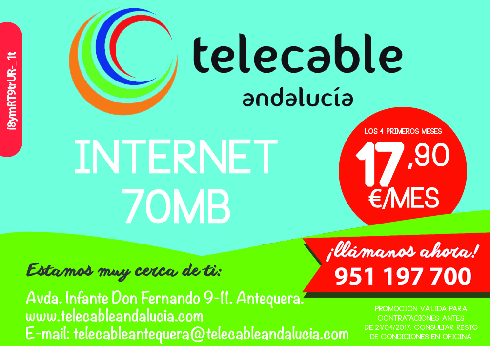 Teleweb Internet Cupón | Internet 70 MB por 17,90 €/mes en Telecable