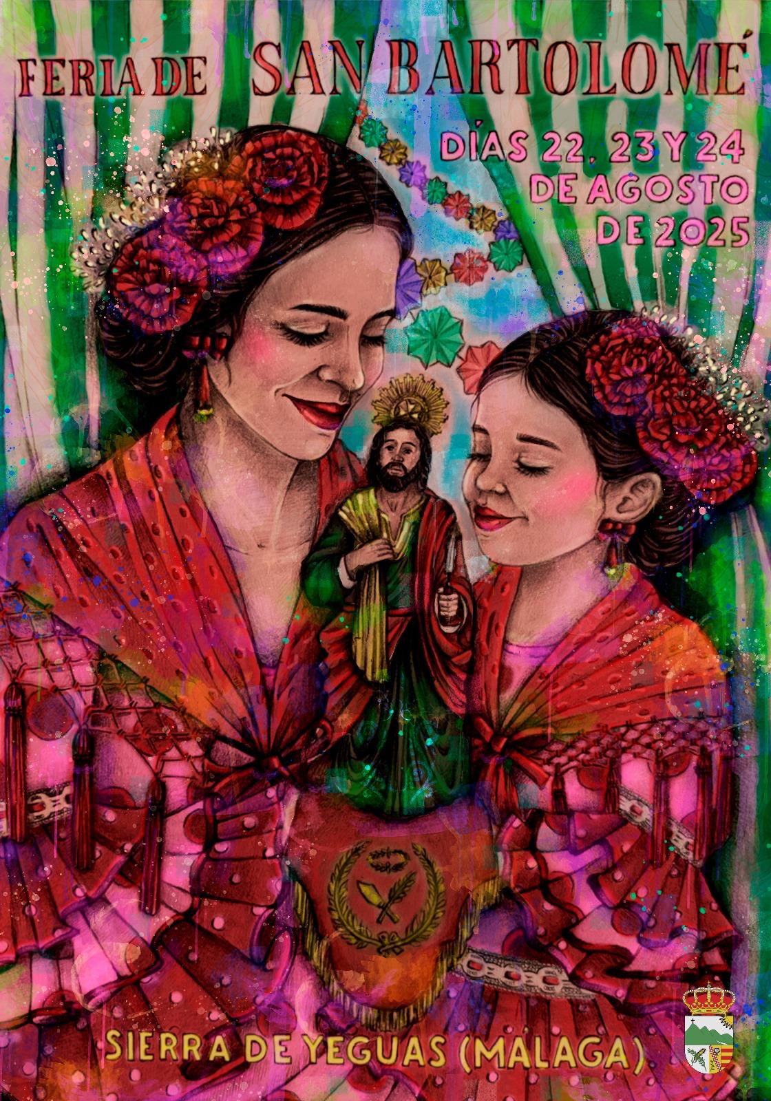 Cartel de la Feria y Fiestas en honor a San Bartolome 2025 en Sierra de Yeguas