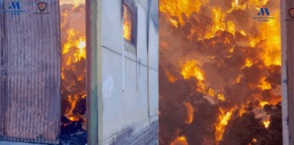 Los bomberos sofocan el incendio de una nave ganadera en Cañete la Real