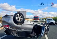 Tres heridos tras colisionar sus vehículos en la A-92 a la altura de Humilladero