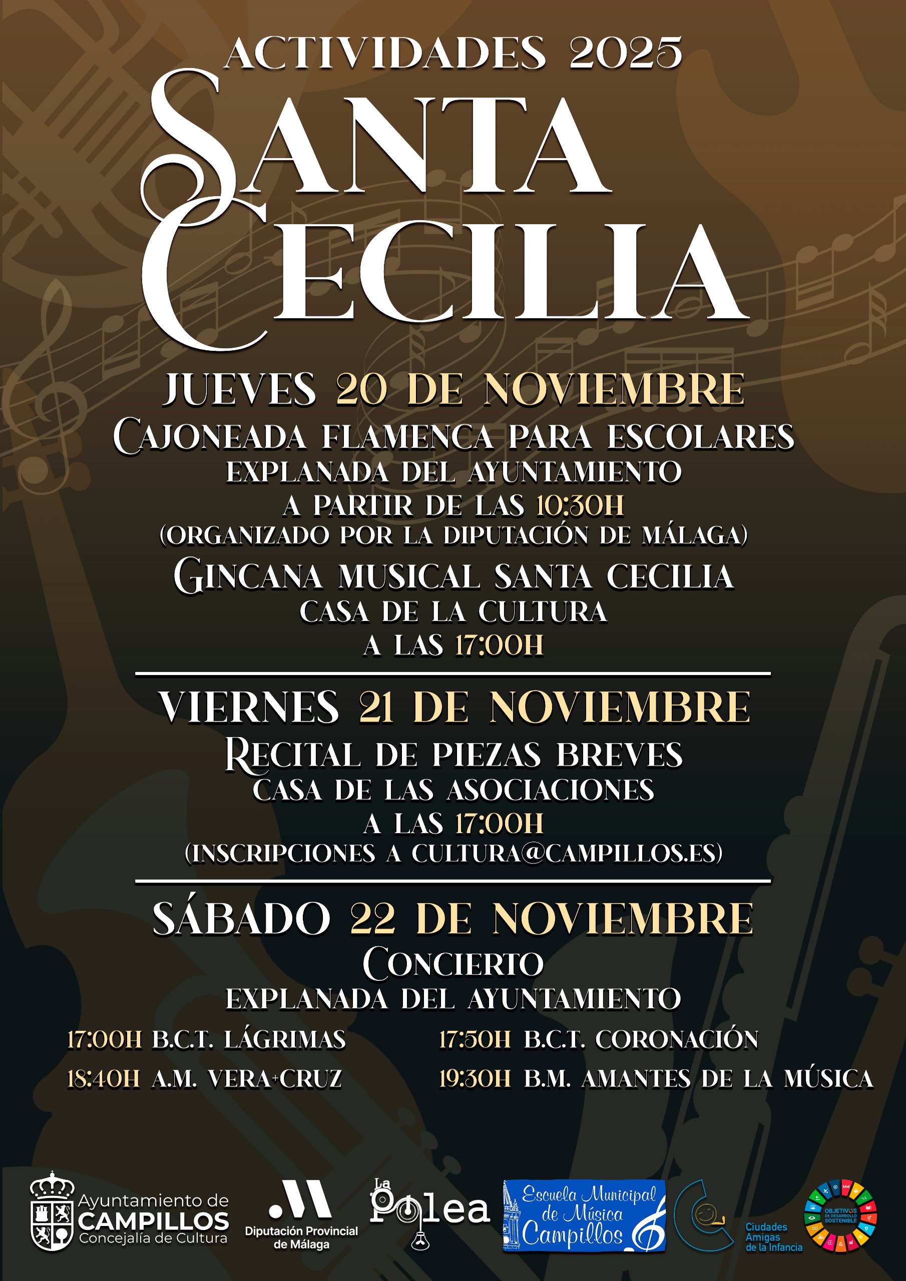 Campillos pone en marcha un gran número de actividades en honor a Santa Cecilia, patrona de la música 5 Cartel actividades Santa Cecilia 2025