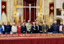 El Cristo de la Salud y de las Aguas saldrá en procesión extraordinaria este sábado con su paño dosel restaurado