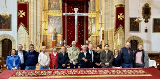 El Cristo de la Salud y de las Aguas saldrá en procesión extraordinaria este sábado con su paño dosel restaurado