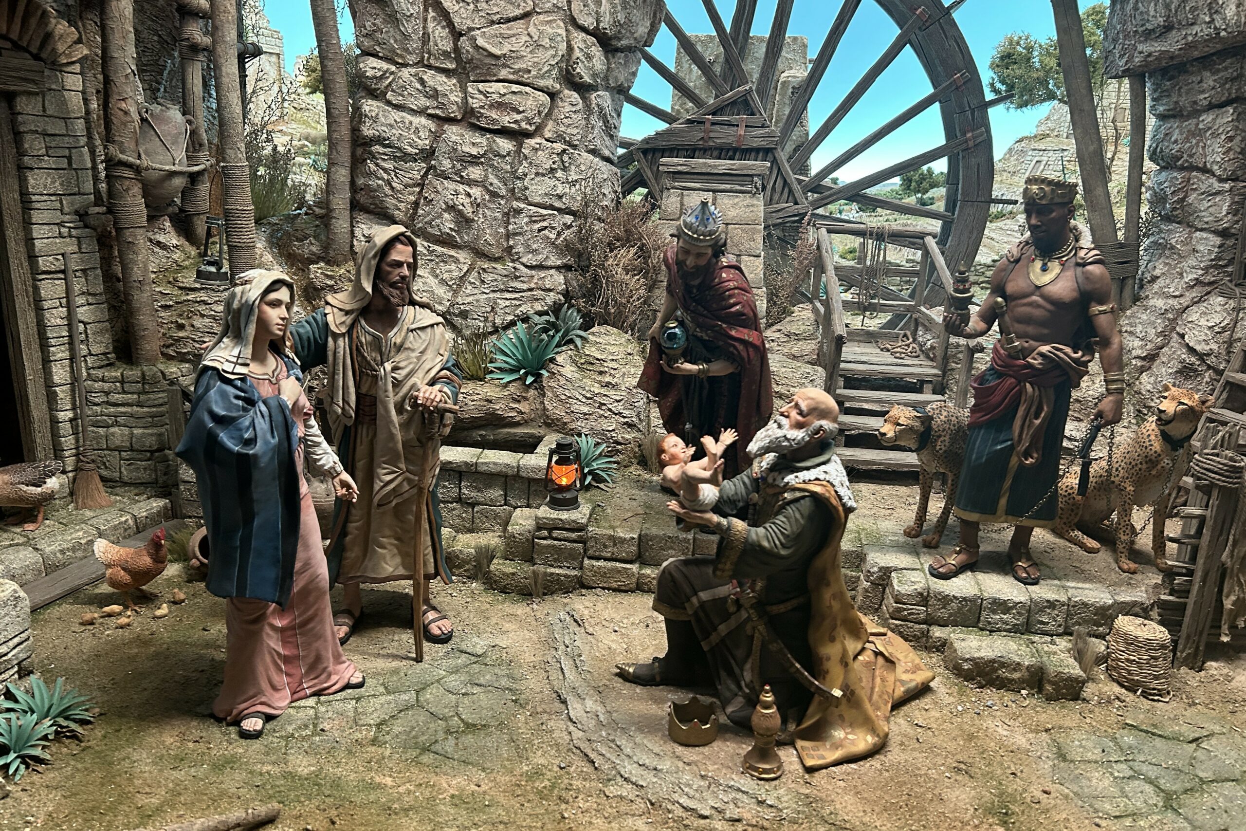 El Museo de Belenes de Mollina pone en marcha su quinto Concurso de Felicitaciones Navideñas 5 Adoracion de Reyes obra Rafael Martinez con figuras de Ariel Mora Joan Mestres y Martino Landi expuesta esta temporada en el Museo Internacional de Arte Belenista de Mollina 1 scaled