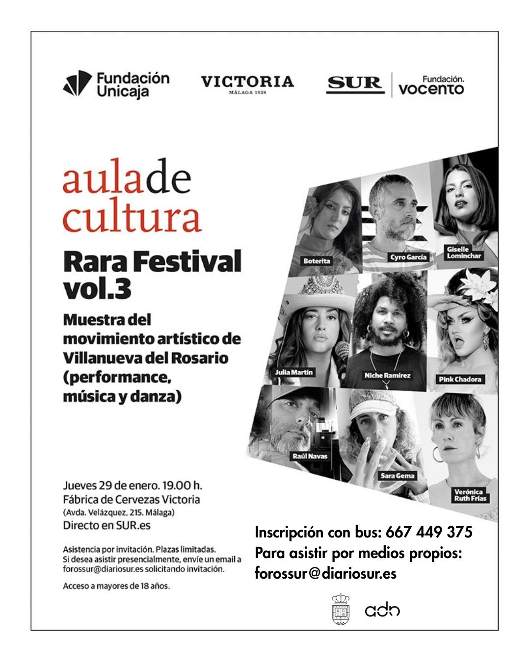 COMARCA El Aula de Cultura de Diario SUR acoge una nueva edicion de Rara Festival el proximo jueves 29 de enero