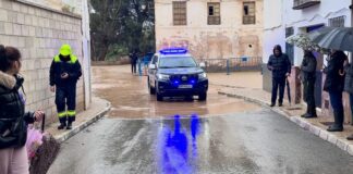 El río Guadalhorce se desborda en Bobadilla tras alcanzar el nivel rojo