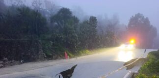 Cortada temporalmente la MA-6101 en Villanueva de Algaidas por la rotura de la calzada