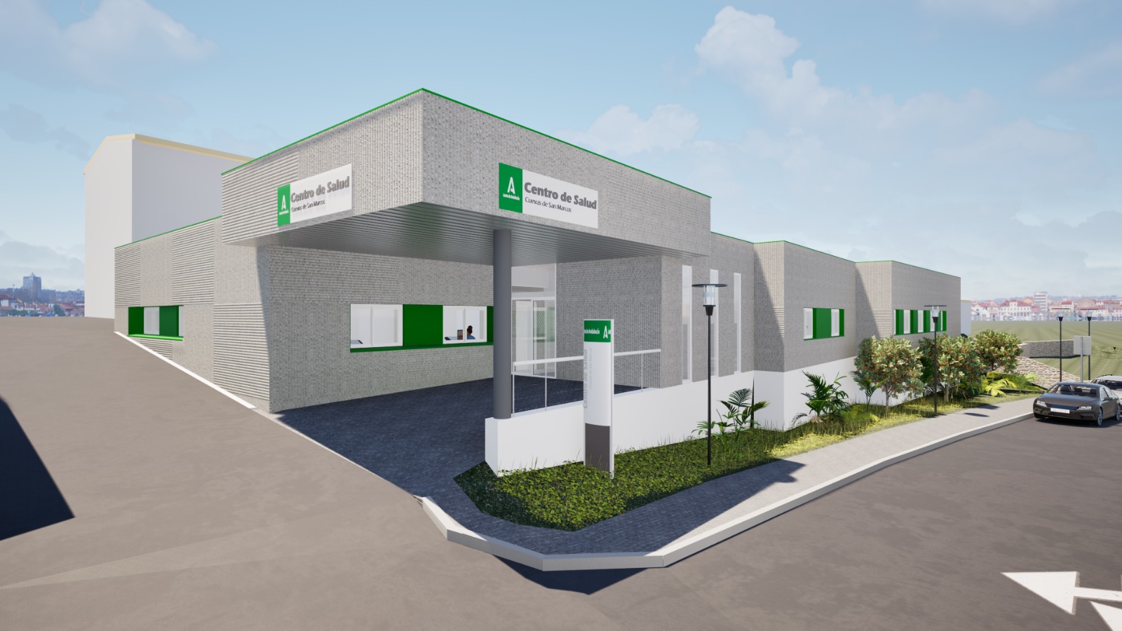 Recreacion del centro de salud de Cuevas de San Marcos tras la ampliacion 1