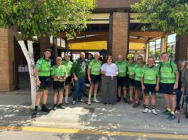 Ciclistas de Mollet del Vallès llegan a Humilladero pedaleando contra la ELA