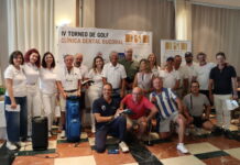Javier Cuberos, Ricardo Quintanilla y Fernando García, ganadores del IV Torneo de Golf Clínica Dental Bucoral