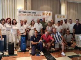 Javier Cuberos, Ricardo Quintanilla y Fernando García, ganadores del IV Torneo de Golf Clínica Dental Bucoral
