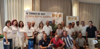 Javier Cuberos, Ricardo Quintanilla y Fernando García, ganadores del IV Torneo de Golf Clínica Dental Bucoral