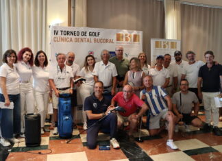 Javier Cuberos, Ricardo Quintanilla y Fernando García, ganadores del IV Torneo de Golf Clínica Dental Bucoral