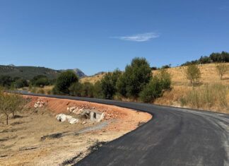 Finalizan las obras de mejora en la peligrosa curva de la carretera del Charco de la Peña, en Villanueva del Rosario