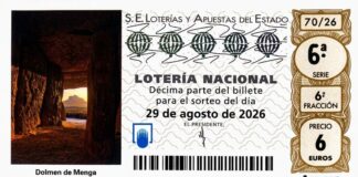 La Lotería Nacional del 29 de agosto homenajea a los Dólmenes de Antequera