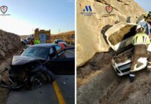 Aparatosa colisión de tres vehículos en Teba