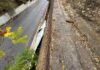 Cortada la carretera de acceso a Casabermeja por un nuevo desprendimiento del muro de contención